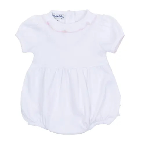 Essentials White Ruffle Bubble - Pink Trim