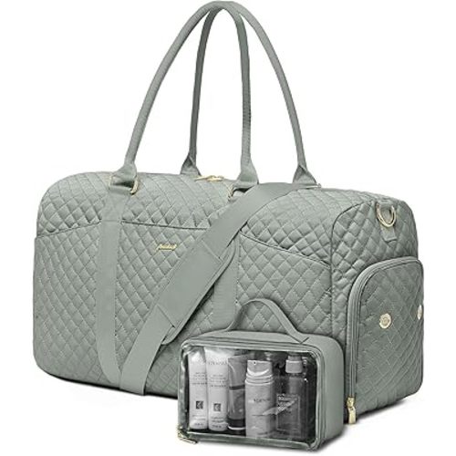 Weekender Travel Duffle Bag for Women - Carry on Bag with Shoe Compartment Overnight Bags with Toiletry Bag Wet Pocket Weekend Traveling Yoga Gym Hospital Bags for Labor and Delivery Green