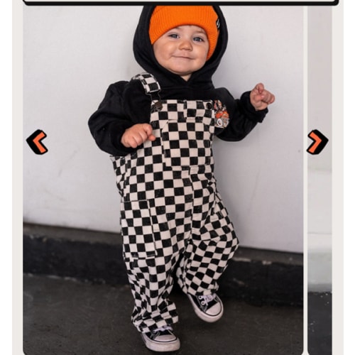 Classic Checkered Overalls - Black | Little Trouble