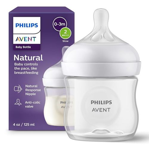 Philips AVENT - Biberón natural con boquilla de respuesta natural, transparente, 4 onzas, 1 paquete, SCY900/91