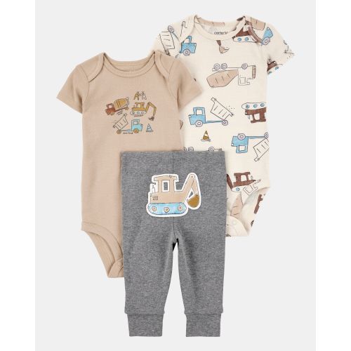 Baby Boy 3-Piece Construction Little Character Set® - White/Tan/Grey