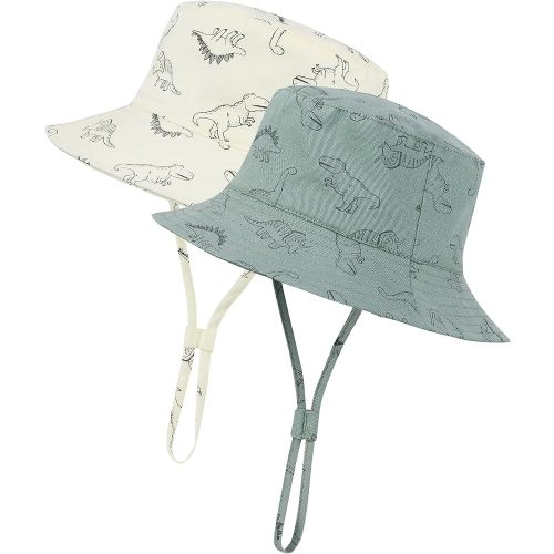Durio 2-Pack Baby Bucket Hat - UPF 50+ Sun Protection Hat for Infant to Kid, Wide Brim Summer Beach Hats Newborn Toddler Boy