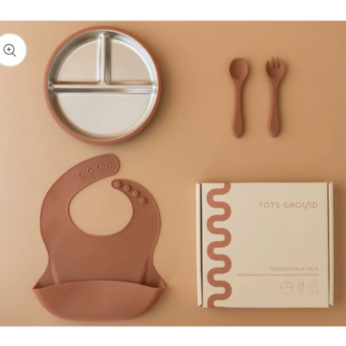 Stainless Steel Baby Feeding Set 6+ Months - Mocha Mousse