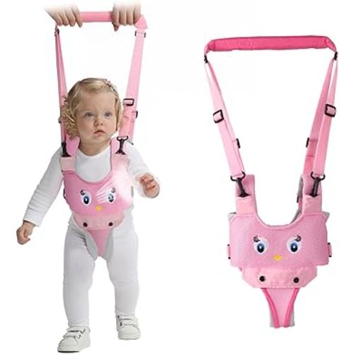 IULONEE Baby Walking Harness Breathable Handheld Kids Toddler Helper Assistant Adjustable Infant Walker Help Baby Walk Stand Up Child Learning Belt for 8-24 Month Old Babies Activity (Pink)
