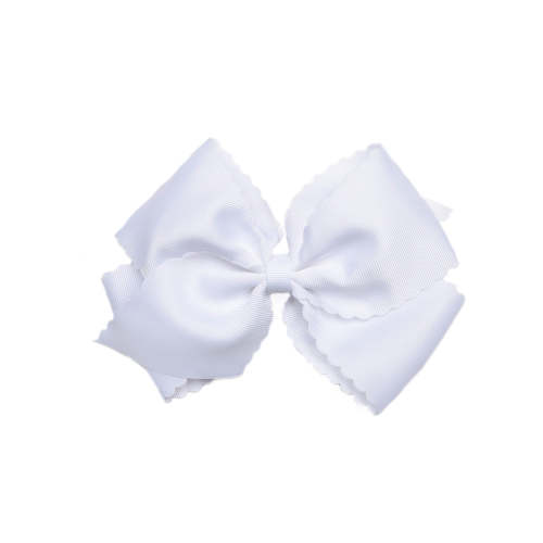 Scalloped Edge Grosgrain Hair Bow, Porcelain White – Stitchy Fish