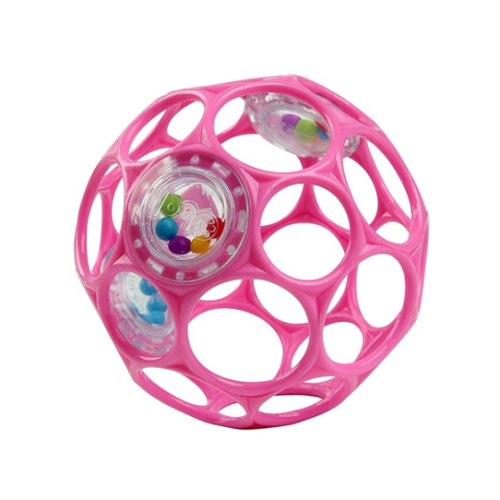 Bright Starts Oball Rattle Easy-Grasp Toy - Pink, Ages Newborn - 1 Count (Pack of 1)
