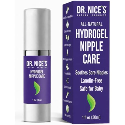 DR NICE'S Nipple Soothing Gel for Breastfeeding - Cooling Gel for Sore & Cracked Nipples - Lanolin-Free Nipple Care for Nursing & Pumping Moms - Natural, Water-Based, Safe for Mom & Baby - 1 Fl Oz