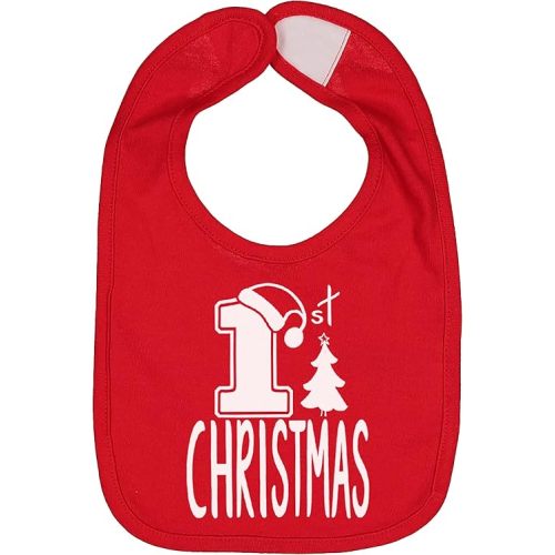 Aiden's Corner Handmade Cute Baby Holiday Christmas Bib - Boy Girl Red Green White 1st Xmas Bibs