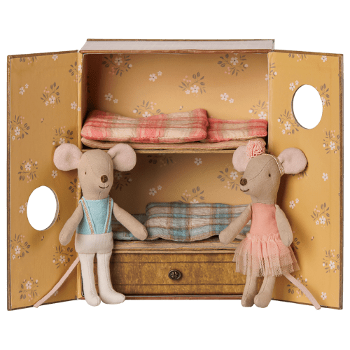 Ballet mice in dance studio, Little sister and brother