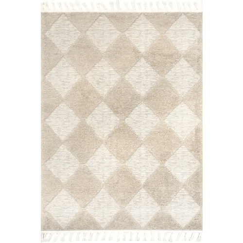 Aylin Diamond Tasseled Rug | Beige – Rugs USA