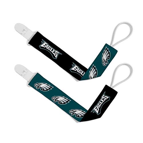 Baby Fanatic Officially Licensed Unisex Pacifier Clip 2-Pack - NFL Philadelphia Eagles - Officially Licensed Baby Apparel