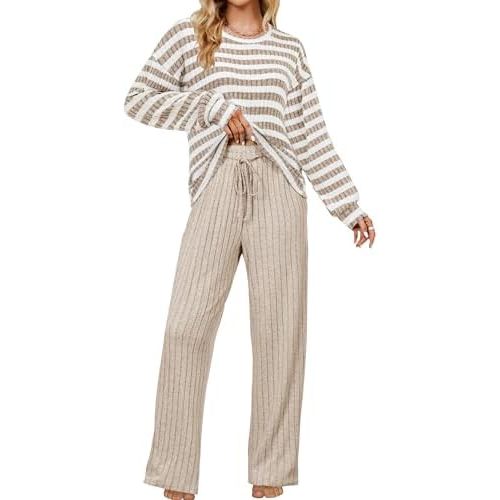 Blooming Jelly Womens Lounge Set Cute Long Sleeve Pajama Sets Casual 2 Piece Pj Outfit Fall Sleepwear Pockets