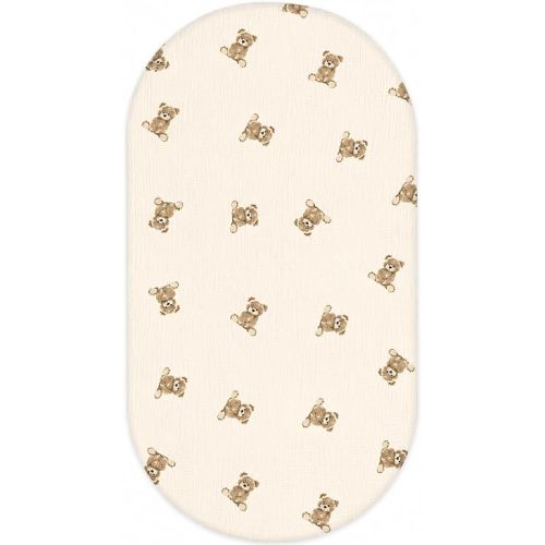 Organic Baby Bassinet Sheets 33”x17” 100% Muslin Cotton for Baby Girl Boy, Soft Fitted Mattress Pad Cover Compatible with Halo BassiNest Swivel Sleeper, Graco, Baby Delight, Chicco, Angelbliss