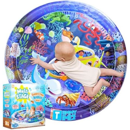 Premium Tummy Time Water Mat, Extra Large Multi-Stage Activity Center Promoting Baby Motor & Sensory Development, Inflatable Playmat Visual Stimulation Gift Infants Toddlers Boys Girls