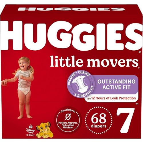 Huggies Size 3 Diapers, Little Movers Baby Diapers, Size 3 (16-28 lbs), 68 Count