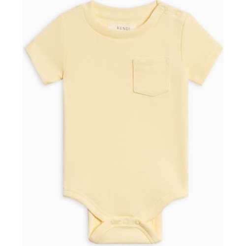 Organic Cotton Dana Ribbed Short Sleeve Pocket Bodysuit, 3-6M