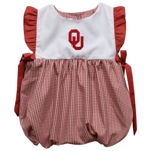 Girls Infant Vive La Fete Scarlet Oklahoma Sooners Gingham Puffy Bubble Dress