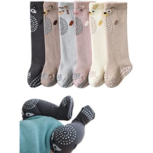 Toddlers Knee High Socks Girl Boy Non Slip with Grips Anti Skid Socks Newborn Infant Floor Crawling Tube Stockings