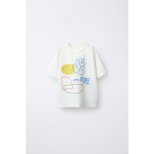 GEOMETRIC PRINT T-SHIRT - Ecru | ZARA United States