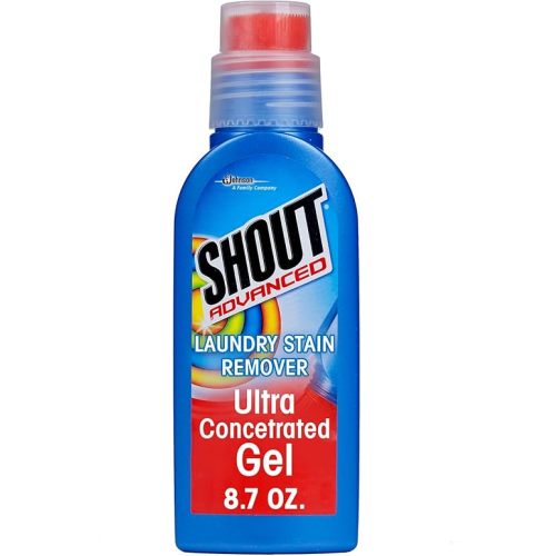 Shout Advanced Stain Remover Gel for Clothes Laundry, Ultra Concentrated Gel with Built-in Scrubber Brush for Deep Set-In stains, 8.7oz