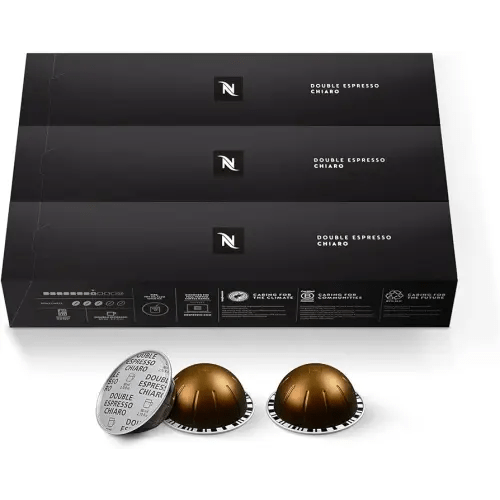 Nespresso Capsules Vertuo, Double Espresso Chiaro, Medium Roast Espresso Coffee, 30-Count Coffee Pods, Brews 2.7oz.