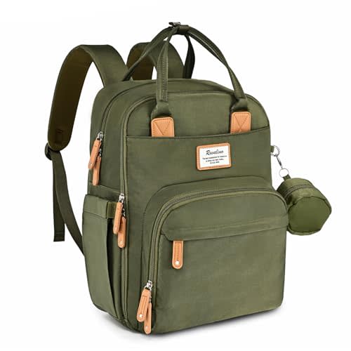 RUVALINO Diaper Bag Backpack - Multifunction Travel Back Pack Maternity Baby Changing Bags, Diaper Changing Totes, Large Capacity, Waterproof and Stylish, Baby Travel Essential, Army Green