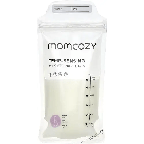 Momcozy Breastmilk Storing Bags, Temp-Sensing Discoloration Milk Storing Bags for Breastfeeding, Disposable Milk Storage Bag with 6 Ounce Self Standing, No-Leak Milk Freezer Storage Pouches, 200pcs