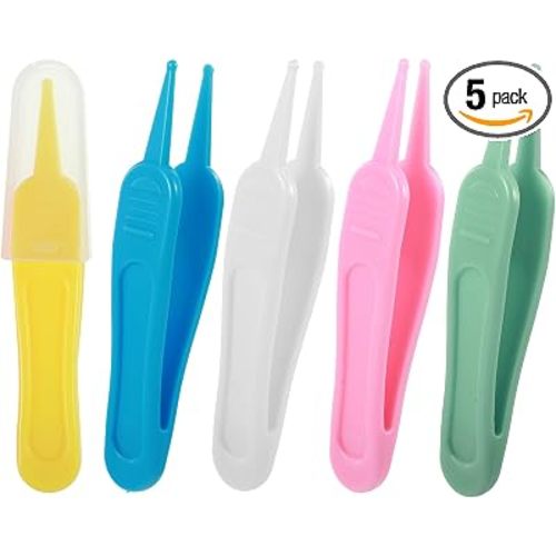 5 Pcs Nose Cleaning Tweezers, 5 Colors Baby Booger Picker with Round Head Effective Nose Picker Baby Ear Noses Navel Cleaner Clip for Babys Care