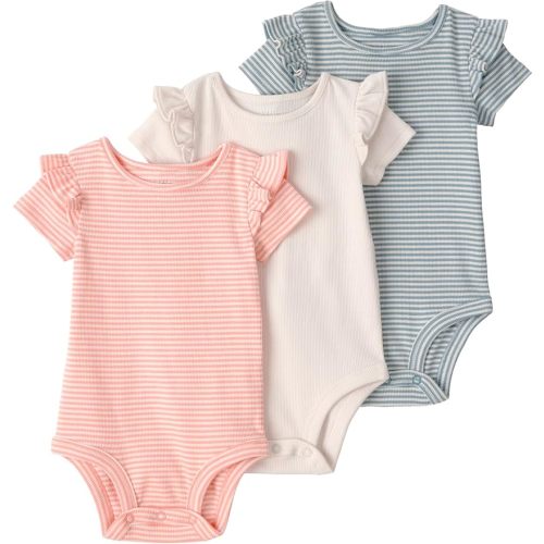 Little Planet by Carter's 3-pack Short Sleeve Bodysuits Made With Organic Cotton - Stripes