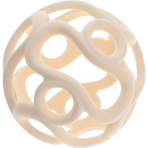 Silicone Teething Ball Toy, Tactile Sensory Ball Toy for Babies, Easy to Hold Design, Stretchy, Squisly, Soft (Milky White)