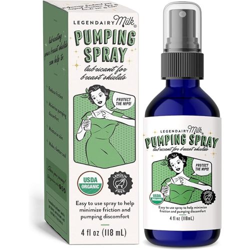 Legendairy Milk Pumping Spray 4 oz., Helps Sore Nipples & Clogged Ducts, Organic Lubricant for Breast Shields and Flanges, Vegan Breast Pump Spray, Natural & Lanolin-Free, Made in USA