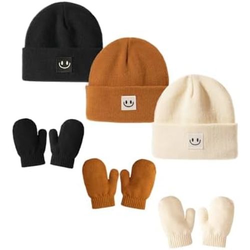 FURTALK Baby Beanie and Mittens Set Toddler Beanie Warm Winter Hat Gloves Newborn Boys Girls