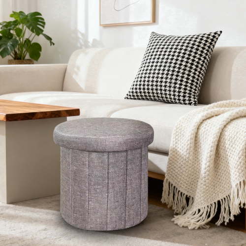 YEEZEE Ottoman with Storage,Round Ottoman with Soft Cushion, Foot stools for Living Room.