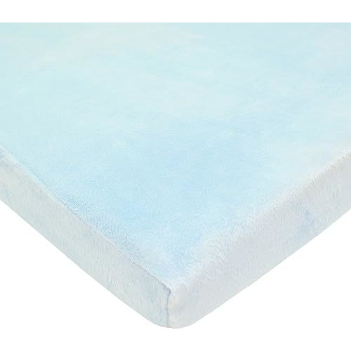 American Baby Company Heavenly Soft Chenille Fitted Mini Crib Sheet 24" x 38", Warm and Cozy Chenille Portable Sheet, Blue, for Boys and Girls, Fits Most Pack N Play Mattresses