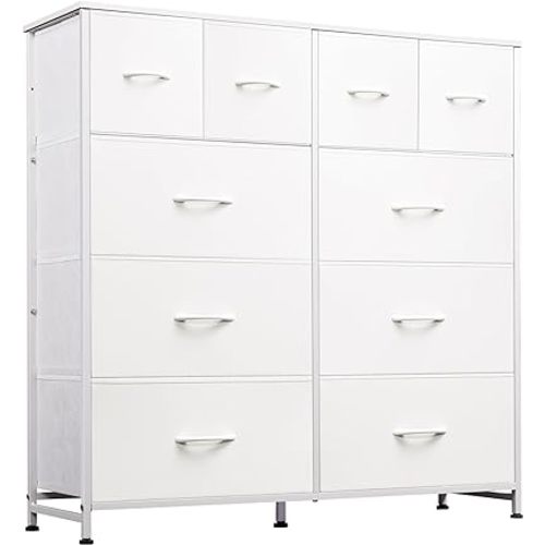 WLIVE White Dresser for Bedroom with 10 Drawers, Fabric Dressers, Tall Chest of Drawers for Closet, Storage Drawer Unit, Organizer Unit for Hallway, Living Room