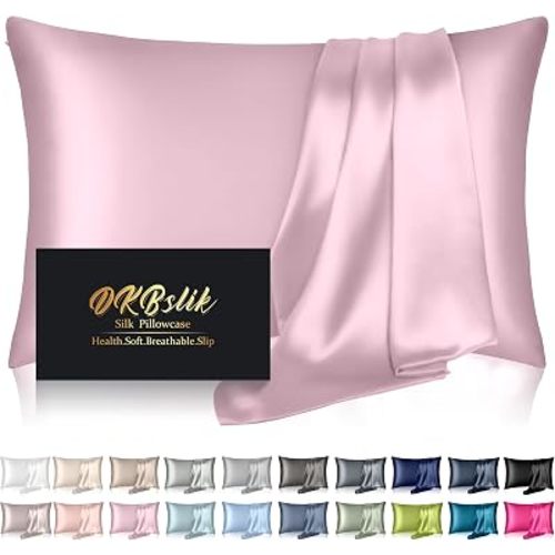 DKBslik Mulberry Silk Pillow Cases Standard Size with Zipper, Light Pink