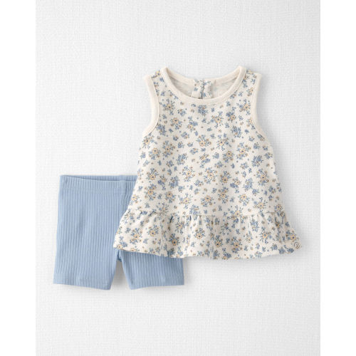 Baby Girl 2-Piece Top & Short Set Made with Organic Cotton in Spring Bloom Print  - Little Planet | Carter's