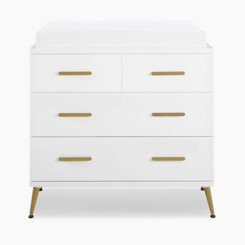 Delta Children Sloane 4 Drawer Dresser with Changing Top - Bianca White/Melted Bronze