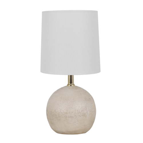 Mainstays 12.75 inch White Ball Table Lamp with Linen Shade for Home or Dorm