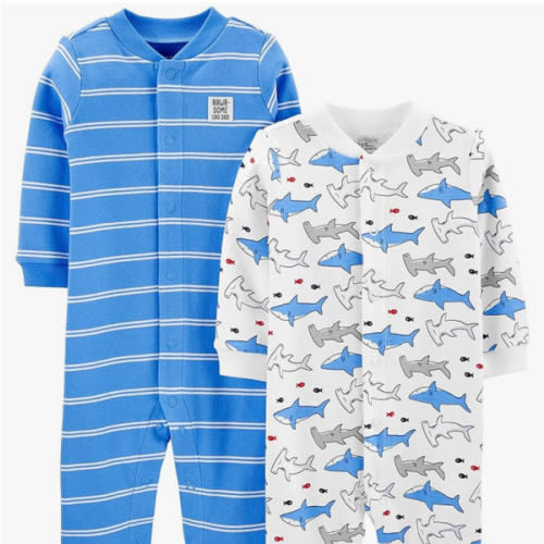 Preemie Simple Joys by Carter's baby-boys 2-way Zip Thermal Footed Sleep and Play, Pack of 2