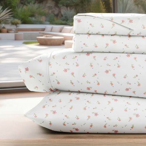 Floral & Paisley Patterns 4PC Sheet Set - Extra Soft - Becky Cameron, Floral Pink, Twin
