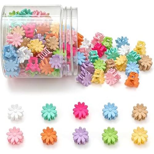 Mini Flower Hair Clips, Baby Hair Clips Mini Claw Clips Cute Jaw Clips Hair Pins Hair Barrettes Toddler Hair Accessories for Women Girls Kids Teens 100Pcs Colorful
