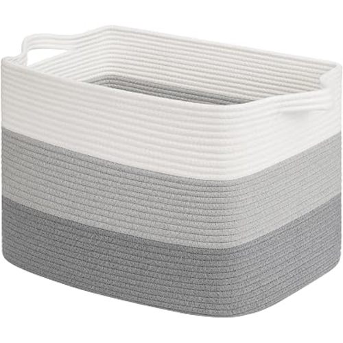 Goodpick 50L Large Woven Storage Basket, 18" x 14" x 12", Gradient Gray
