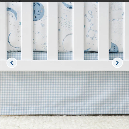 Ditsy Gingham Classic Cool Organic Cotton Percale Tailored Crib Skirt