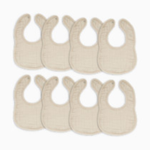 Comfy Cubs Muslin Bibs with Adjustable Snaps (8 Pack) - Sand, 8