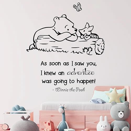 Winnie Pooh - As Soon As I Saw You Quote Baby Room Wall Decal- Decal for Baby's Room- Quote Mural Decal (Wide 22" x 26" Height)