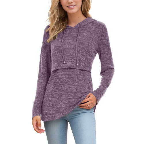 Women's Long Sleeve Maternity Nursing Tops Breastfeeding Shirt Hoodie