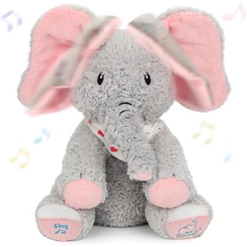 Peek A Boo Elephant Interactive Plush Toy Sing Music Stuffed Animal