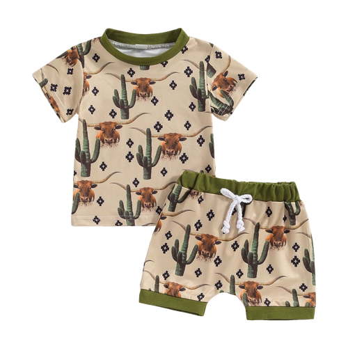 Toddler Baby Boy Farm Clothes Western Farm Chicken Animals/Tractor Shirt+Short Pant Summer Short Outfit Country Stuff