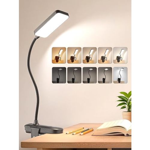 Clip on Light,45 Modes Dimmable+450 Lumen 48 LED Desk Lamp with Clamp Light